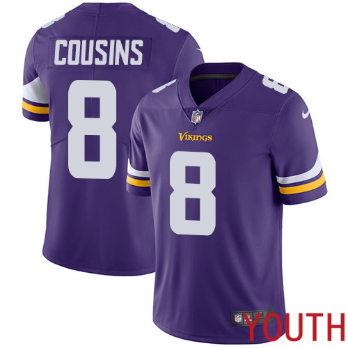 Minnesota Vikings 8 Limited Kirk Cousins Purple Nike NFL Home Youth Jersey Vapor Untouchable